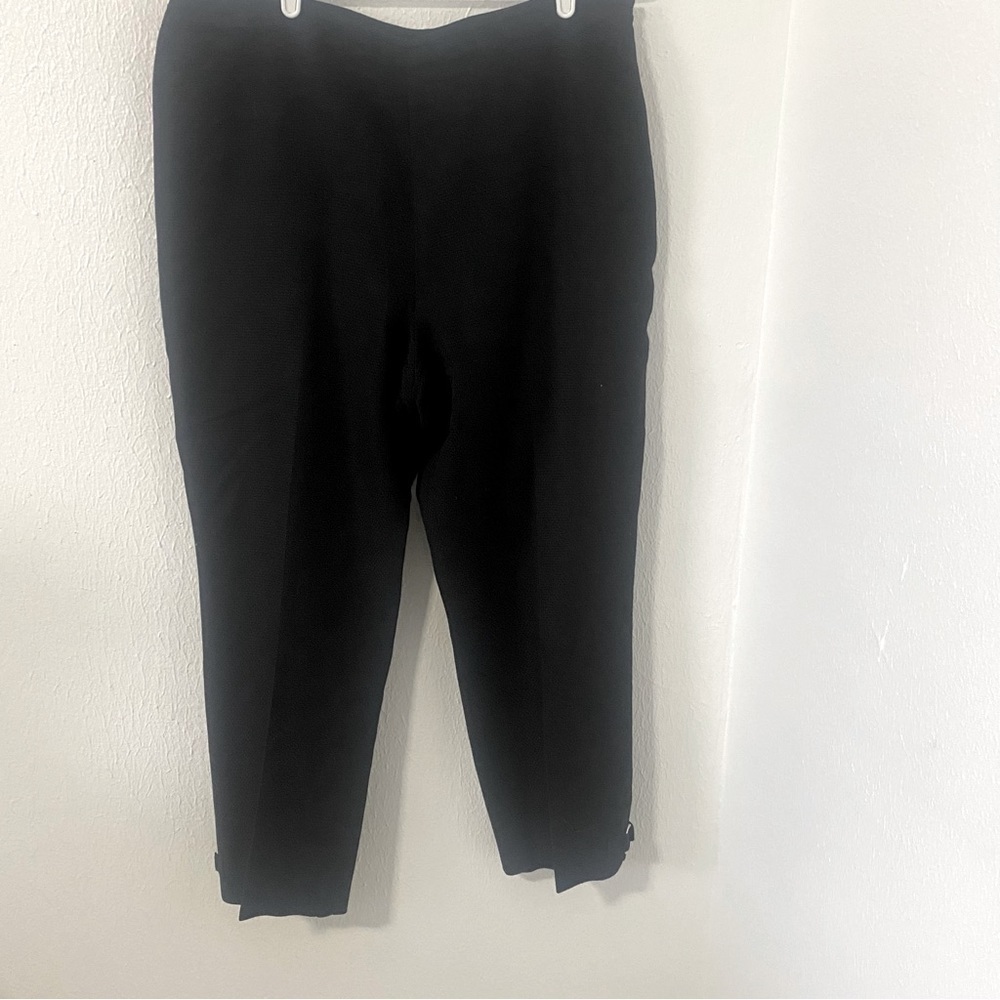 Casual Corner Women Black Flat Front Straight Leg Slack Side Zip Dress Pants 16